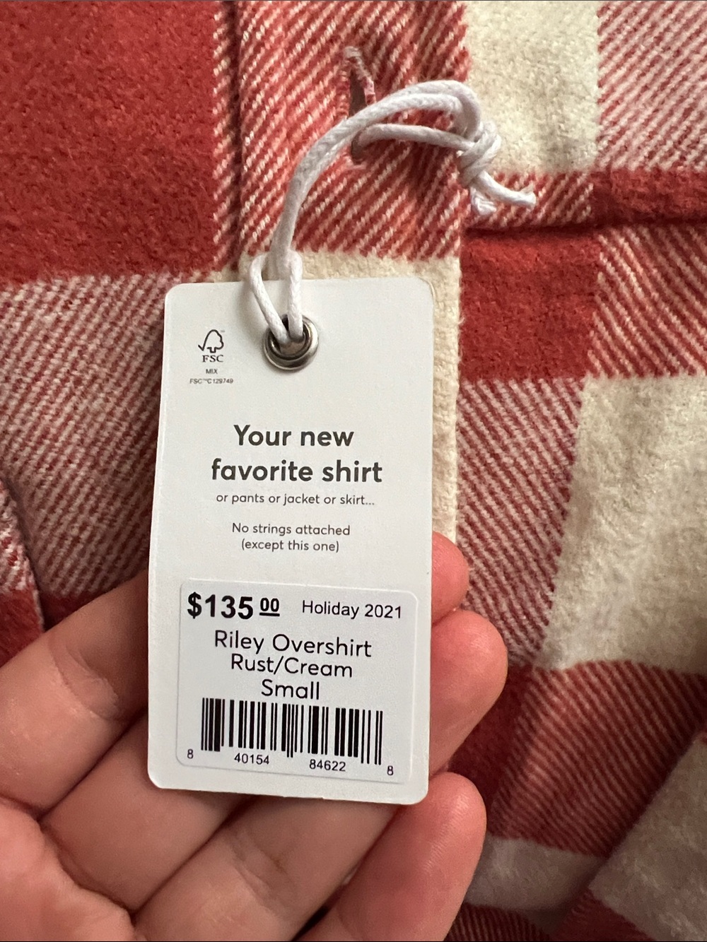 Marine Layer Riley Overshirt Rust/Cream Size S NWT - Picture 8 of 10